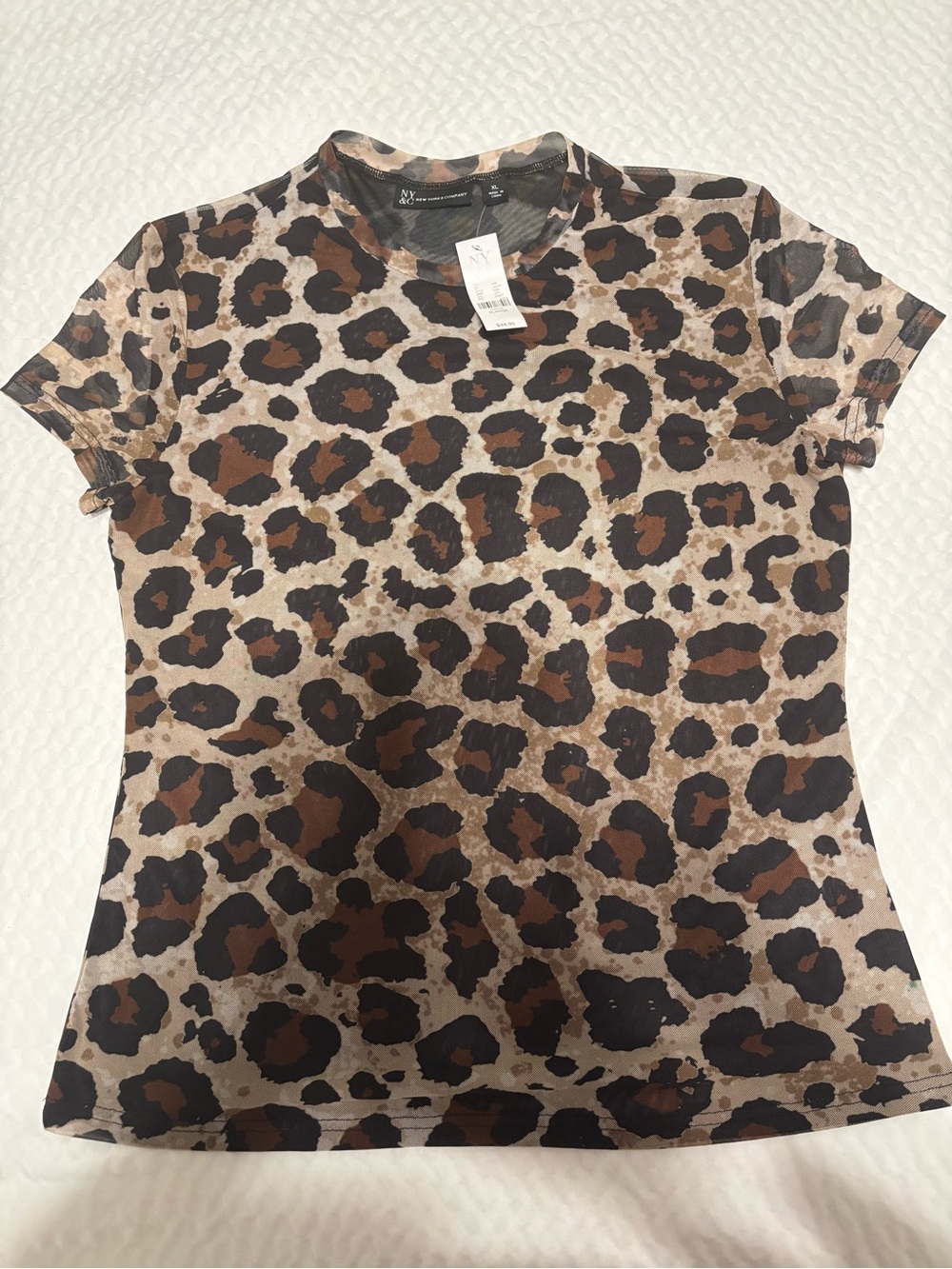 NWT New York & Company Leopard Print Short Sleeve Top